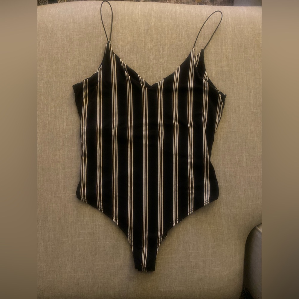 Bodysuit. Navy with white stripes. Size M